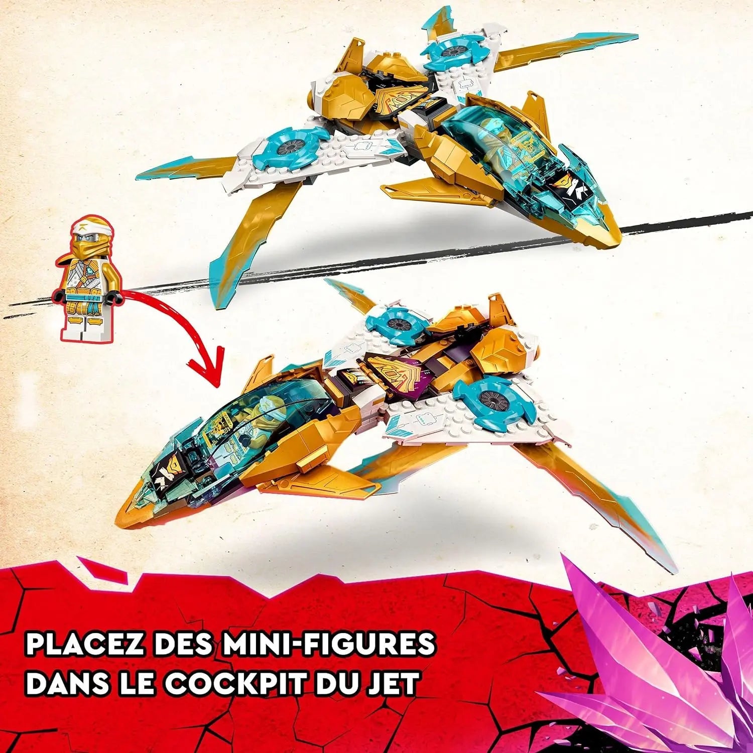 jouet pour enfant LEGO 71770 NINJAGO Le jet dragon d’or de Zane Paw Patrol