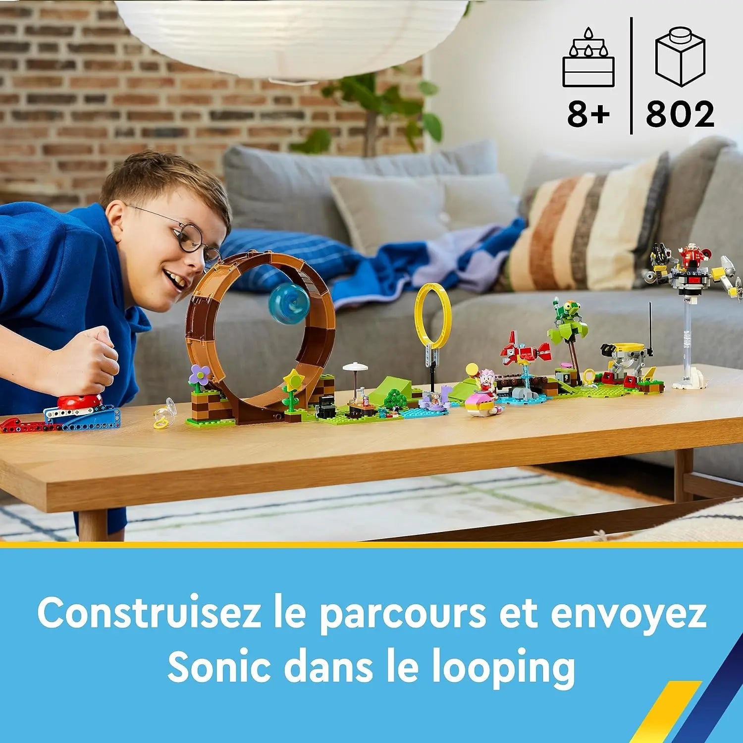 lego LEGO 76994 Sonic The Hedgehog Sonic et Le Défi du Looping de Green Hill Zone, Jouets à Construire pour Enfants, Garçons et Filles avec 9 Personnages, lego