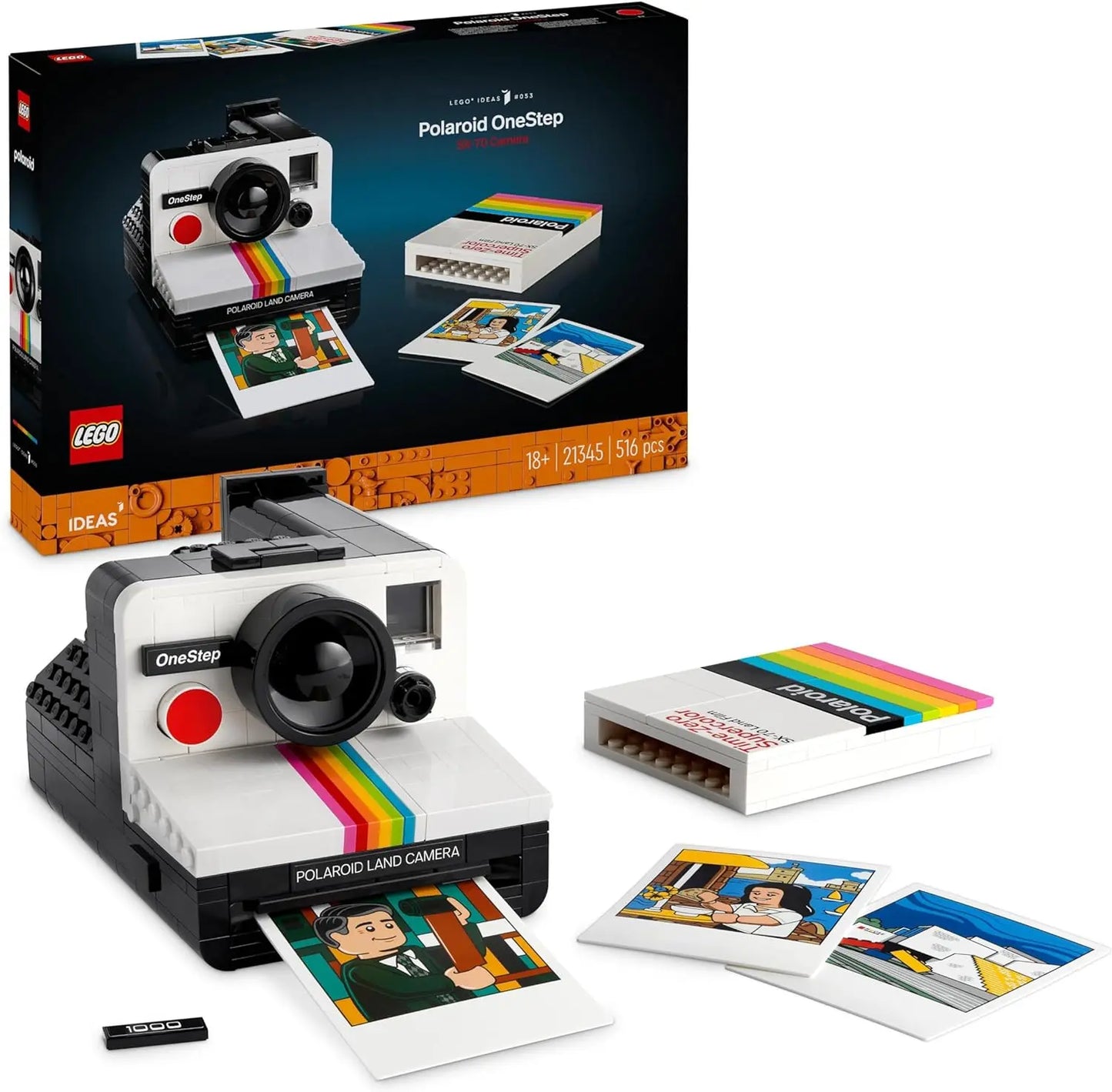 lego LEGO Ideas Appareil Photo Polaroid OneStep SX-70, Maquette à Construire pour Adultes avec Autocollants, Activité Manuelle, Idée Cadeau pour Hommes et Femmes 21345 lego