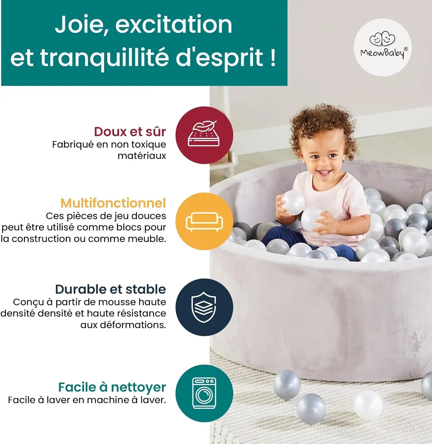 Jouetq pour enfant MeowBaby Piscine Balles Balles MeowBaby