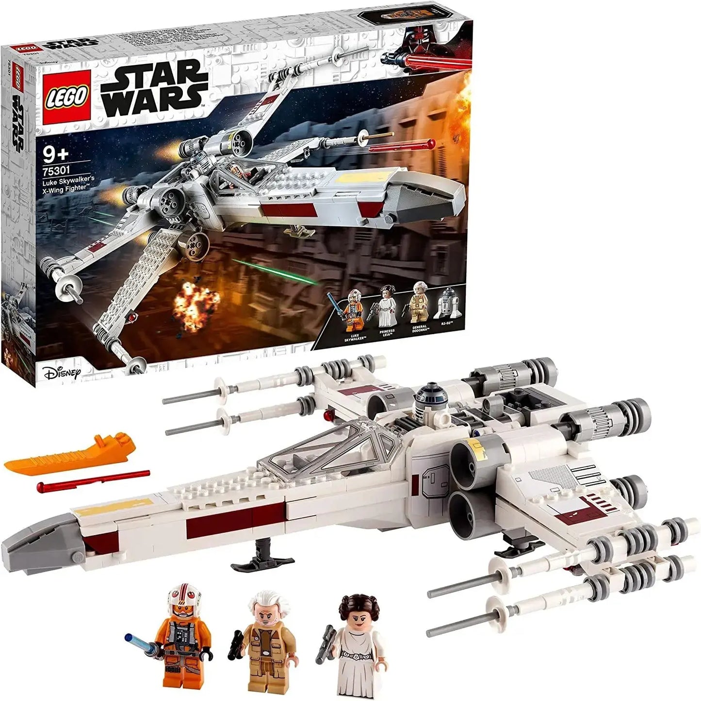 LEGO 75301 Star Wars Le X-Wing Fighter de Luke Skywalker, Jouet Vaisseau Spatial, Figurines, Princesse Leia, Droïde R2-D2, Idée Cadeau Enfants 9 Ans SKYN