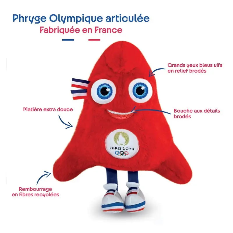 jouet PELUCHE MASCOTTE JO PARIS 2024 ARTICULÉE - MADE IN FRANCE Les Phryges