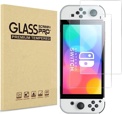 PHONILLICO Verre Trempé pour Nintendo Switch OLED [Pack de 2] Film Protection Resistant Vitre Protecteur Anti Rayure NOVAGO