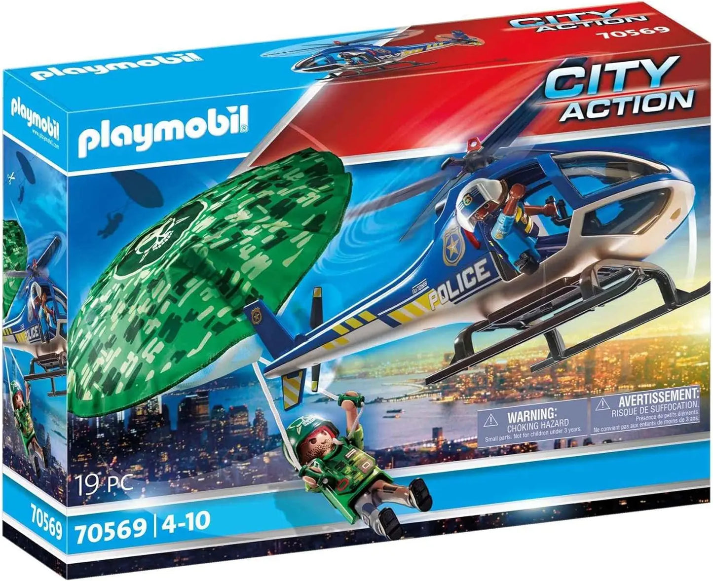 jouet PLAYMOBIL 70569 Hélicoptère de police et parachutiste playmobil