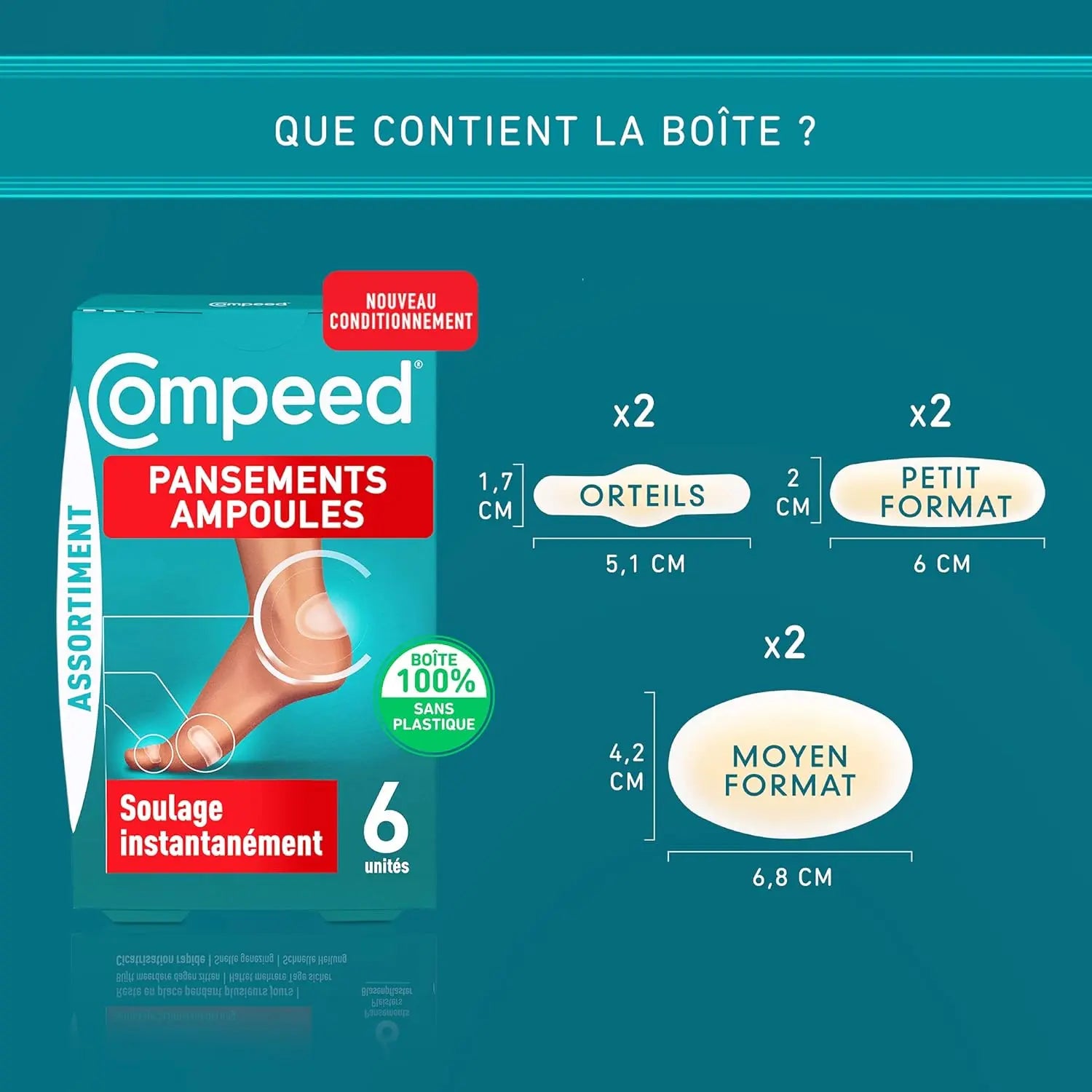 Préservatifs Pansement ampoule COMPEED la boîte de 6 pansements durex