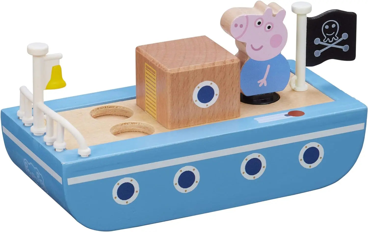 jouet Peppa Pig, Bateau en bois avec 1 personnage, Figurine Papy Pig en bois inclus, Jouet en bois, Peppa Pig