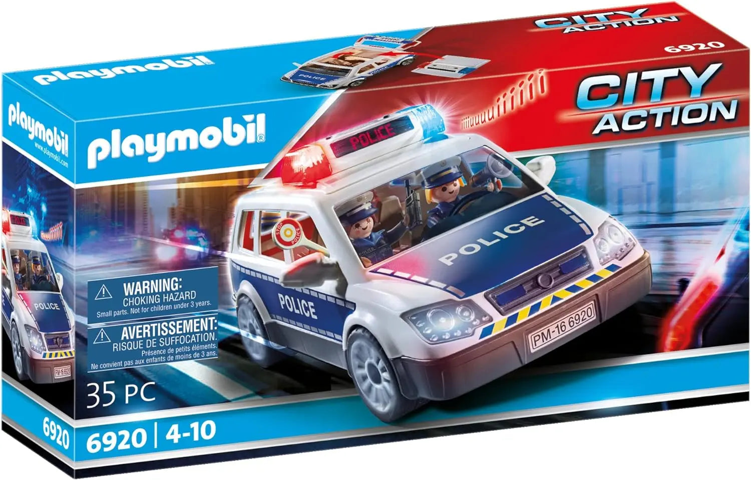 playmobil Playmobil 6920 Voiture de policiers avec gyrophare et sirène PLAYMOBIL