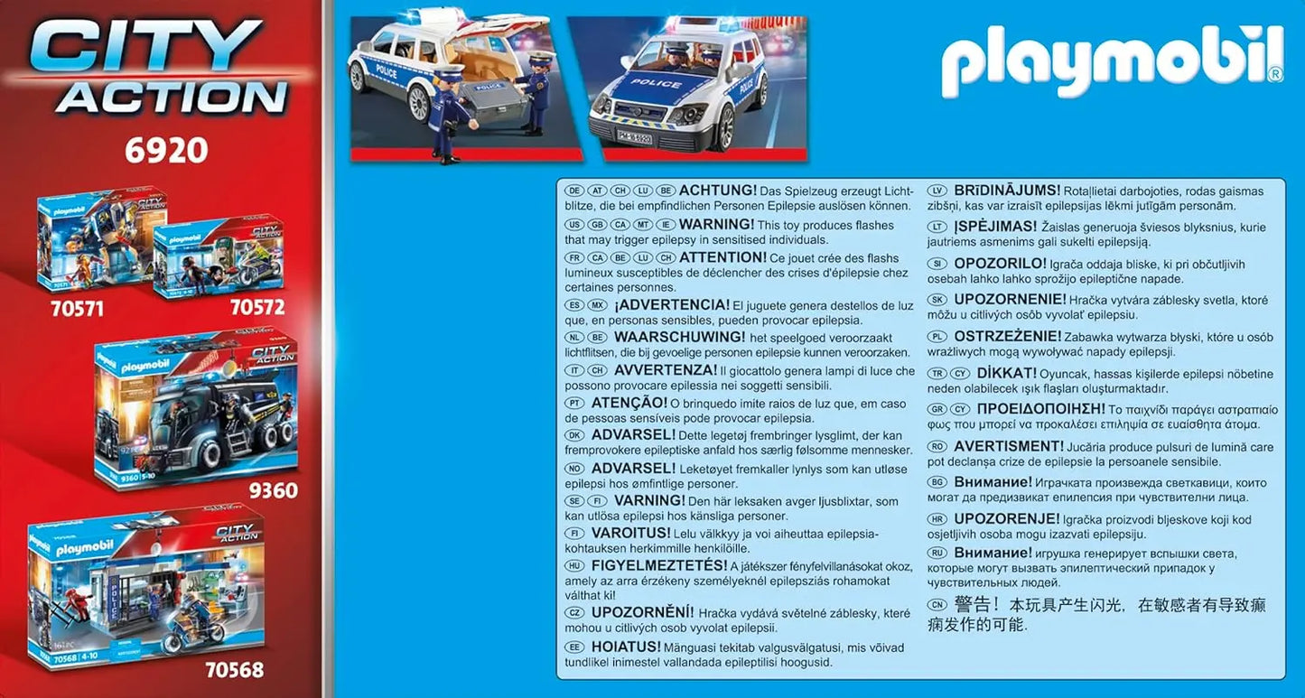 playmobil Playmobil 6920 Voiture de policiers avec gyrophare et sirène PLAYMOBIL