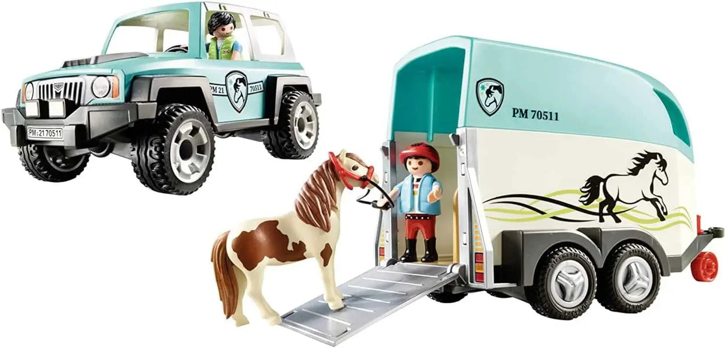 jouet pour enfant Playmobil 70511 Voiture et van pour poney Mattel