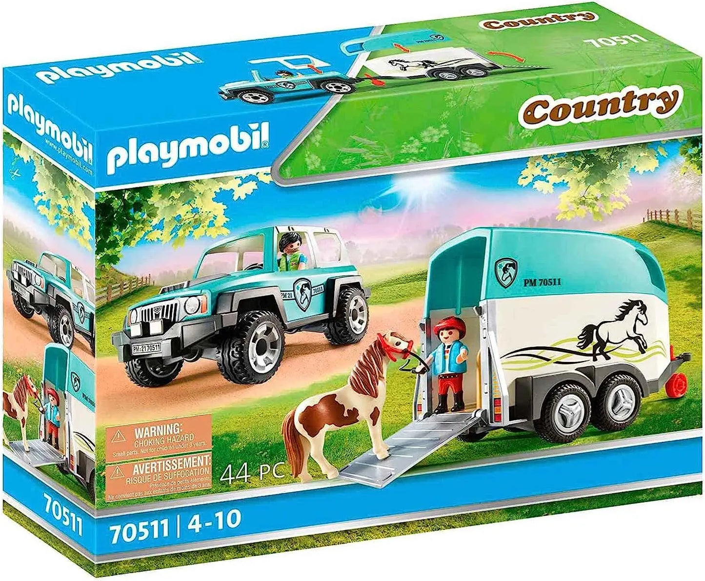 jouet pour enfant Playmobil 70511 Voiture et van pour poney Mattel