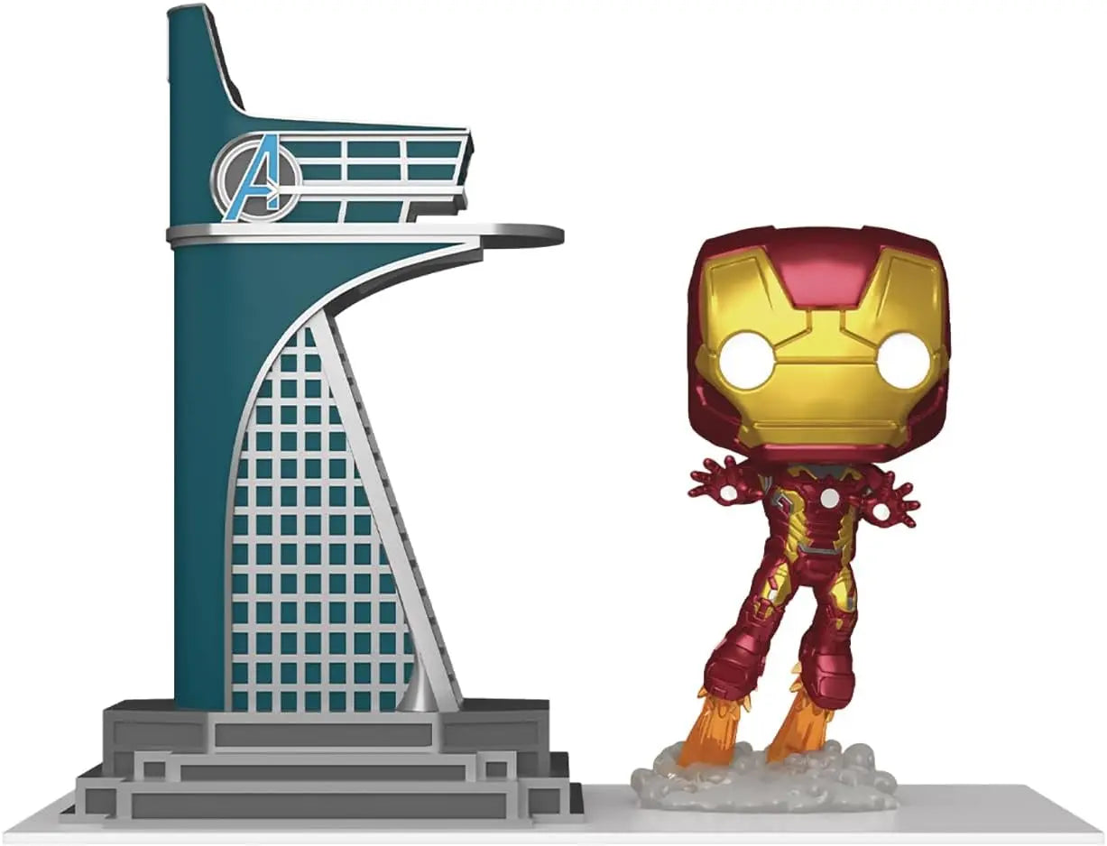 Figurines jouets Pop! Town : Avengers : Age of Ultron – Avengers Tower with Iron Man (Glow-in-The-Dark) Figurine en Vinyle PX POP