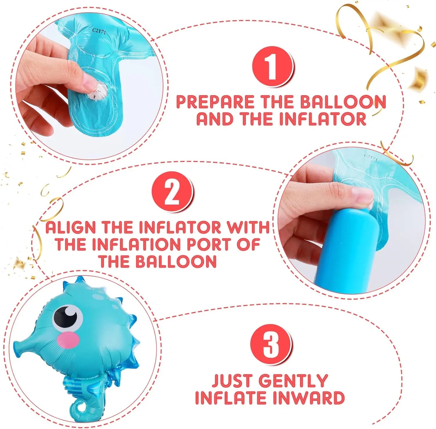 kit anniversaire Prasacco Lot de 5 ballons en forme d'animaux marins, décorations de fête sous la mer, hippocampe, étoile de mer, poisson, crabe, pieuvre pour anniversaire sous l'océan Parassaco