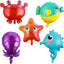 kit anniversaire Prasacco Lot de 5 ballons en forme d'animaux marins, décorations de fête sous la mer, hippocampe, étoile de mer, poisson, crabe, pieuvre pour anniversaire sous l'océan Parassaco