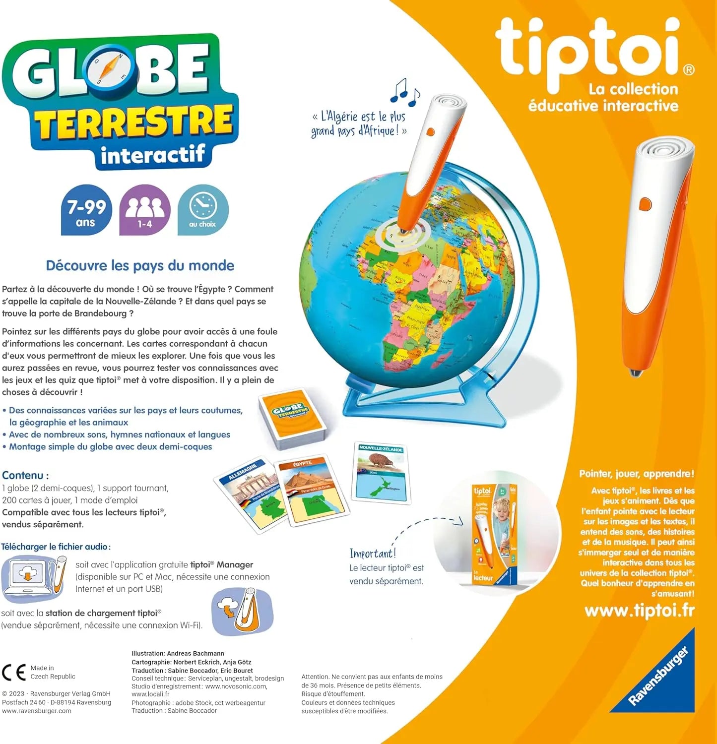 jeu éducatif Ravensburger tiptoi Globe terrestre interactif Ravensburger