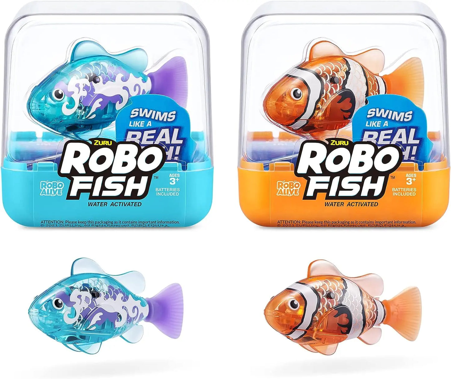 jouet Robo Fish - Series 3 - Poisson Nageur robotique (Orange et Bleu Sarcelle) Robo fish