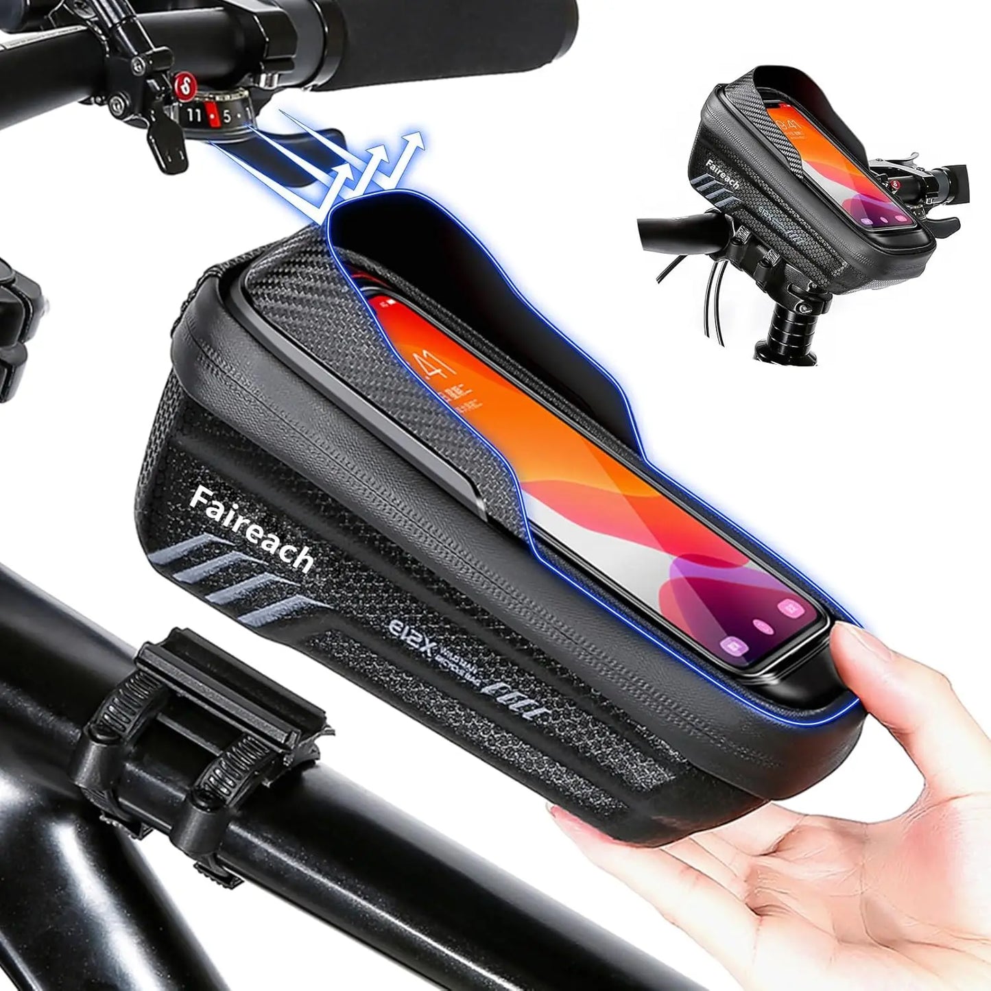 Accessoires Vélo Sacoche Vélo Téléphone Faireach - Support Guidon Étanche avec Écran Tactile Faireach