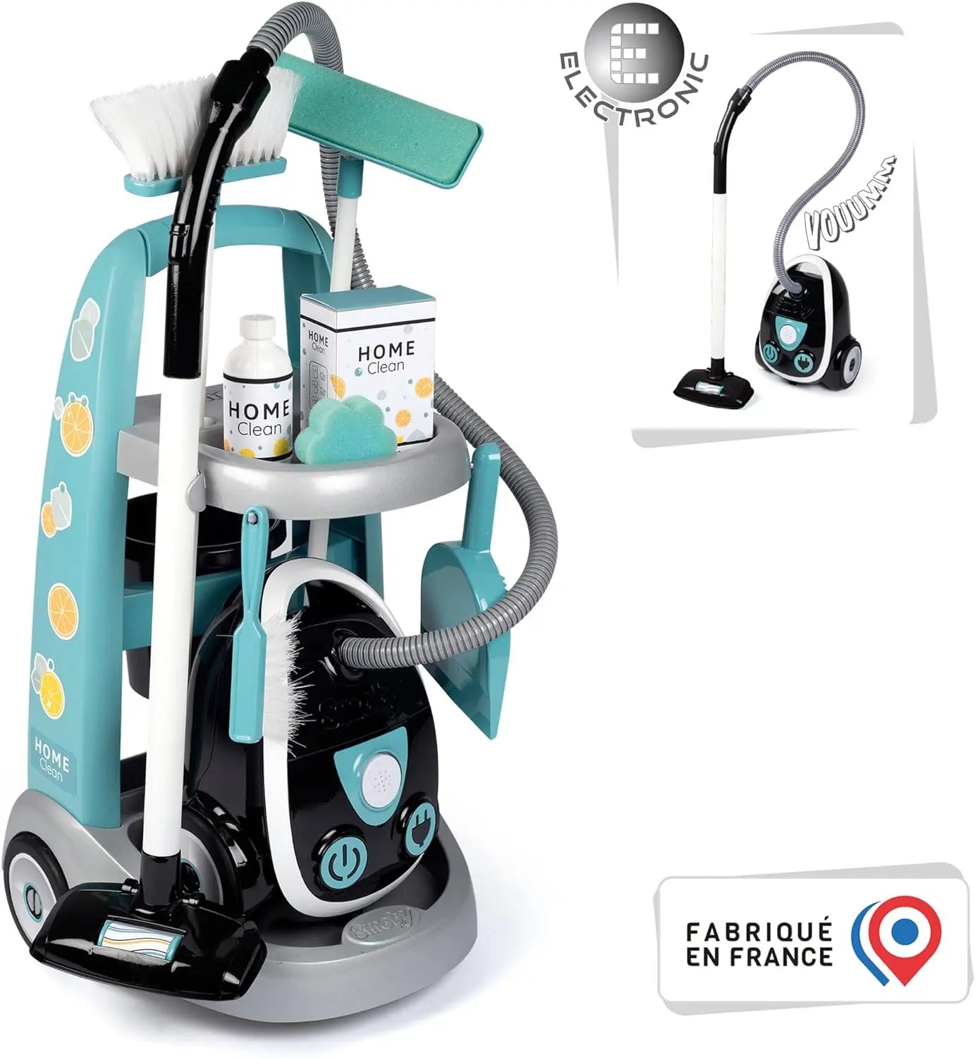 jouet Smoby Chariot de Ménage + Aspirateur Clementoni