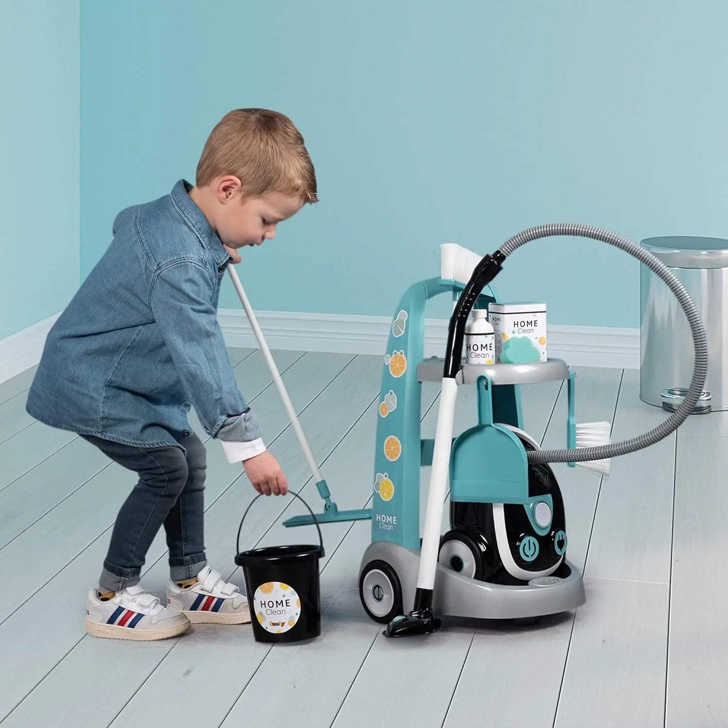 jouet Smoby Chariot de Ménage + Aspirateur Clementoni