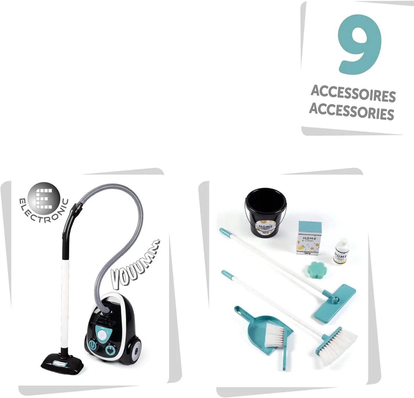 jouet Smoby Chariot de Ménage + Aspirateur Clementoni