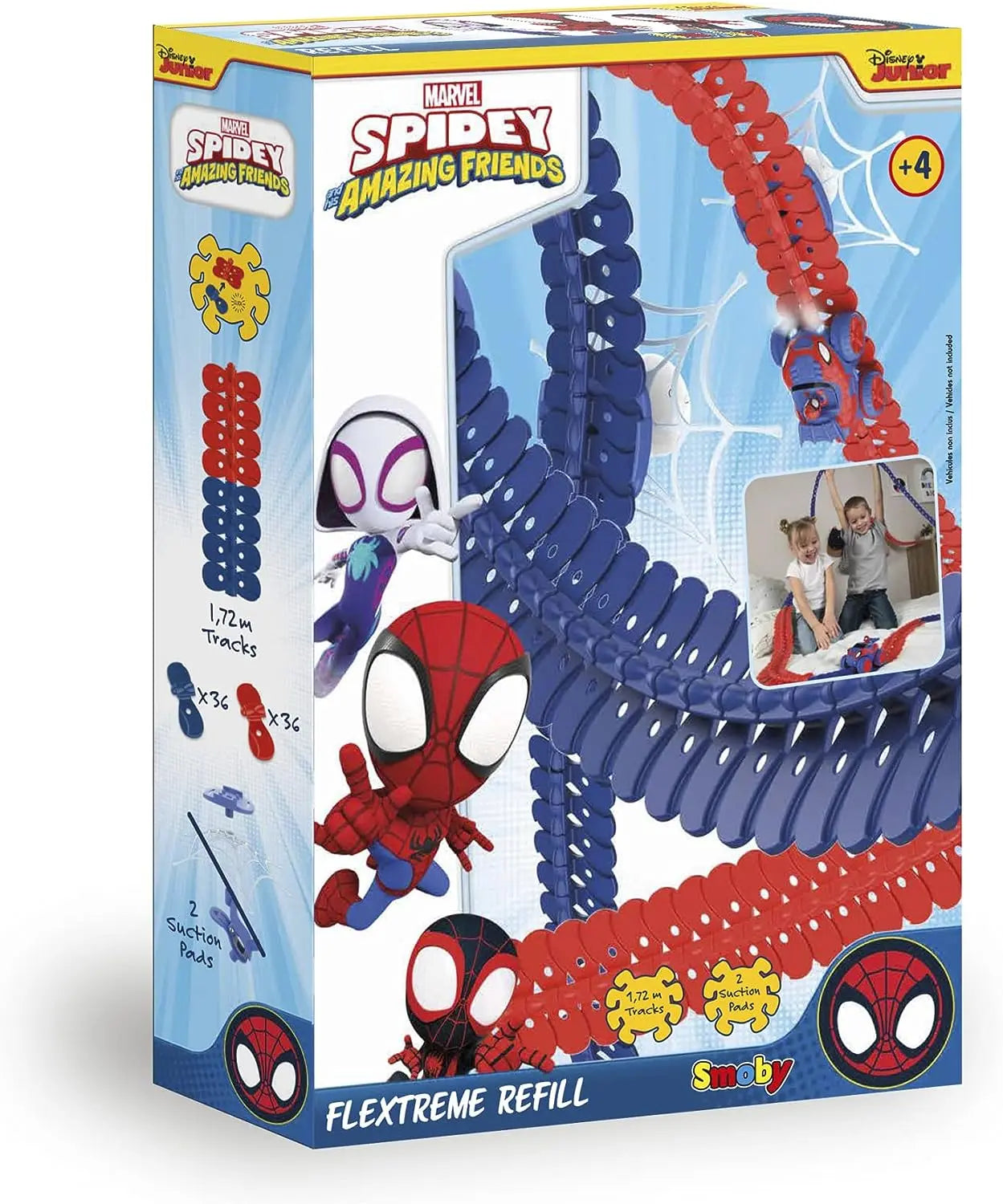 Jeux pour enfant Smoby - Spidey FleXtreme - Recharge Piste - 1m72 de Circuit de Voiture Supplémentaire - 72 Pistes Flexibles et Modulables + 2 Ventouses de Fixation - 180919 Multicolore Marvel