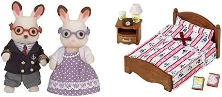 Jeux Sylvanian-Les Grands-Parents Lapin Chocolat Families Mini-poupées et Figurines, 5190, Multicolore, Norme & 5019 - Semi Lit Double - Poupées et Accessoires - Sylvanian SYLVANIAN FAMILIES