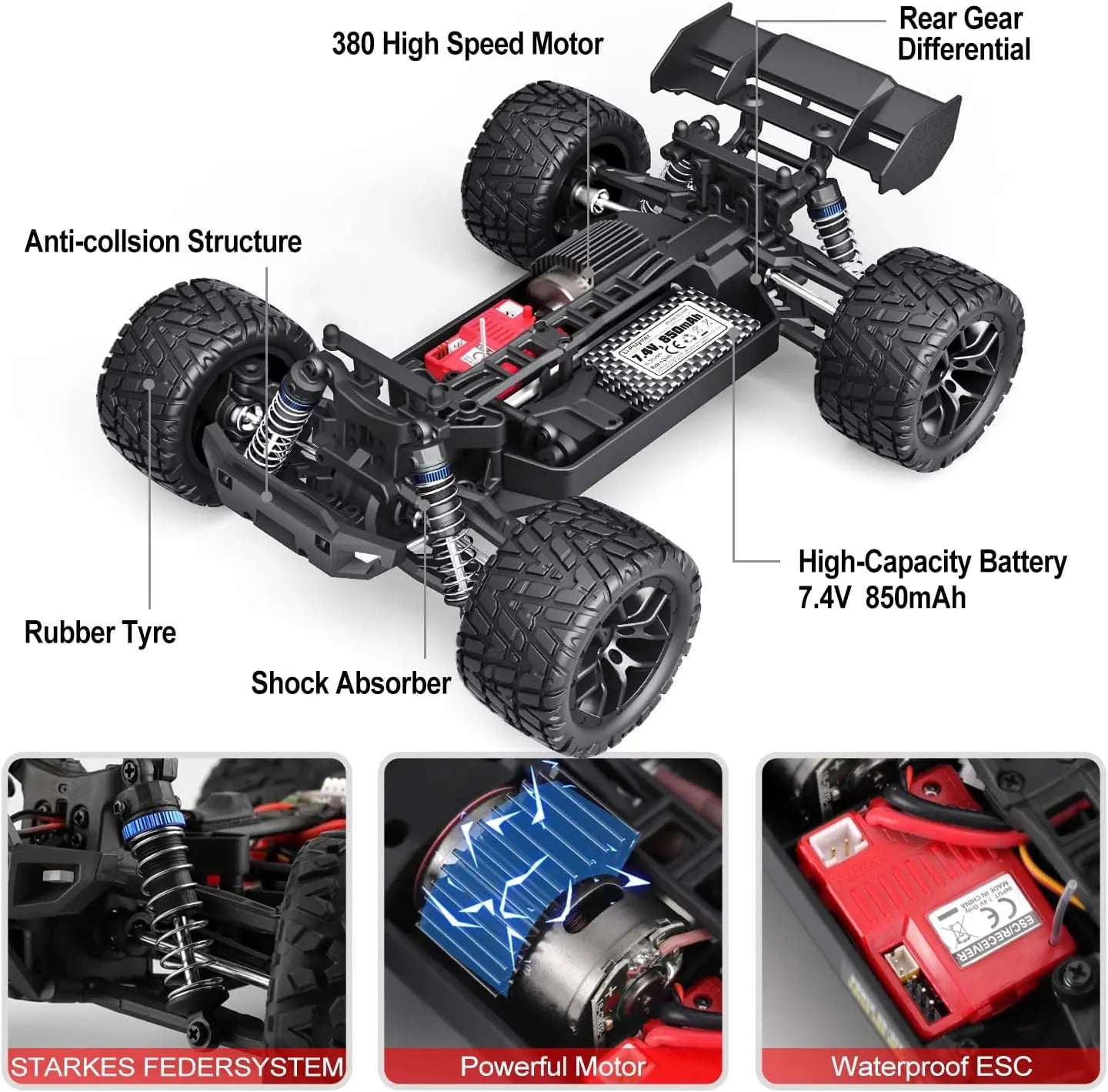 jouet pour enfant HAIBOXING Voiture Telecommandé 1/18 4WD 36KM/h RC Voiture Véhicule Tout-Terrain à Grande Vitesse 2,4 GHz Véhicule Buggy Voiture RTR Monster Truck de Bruder