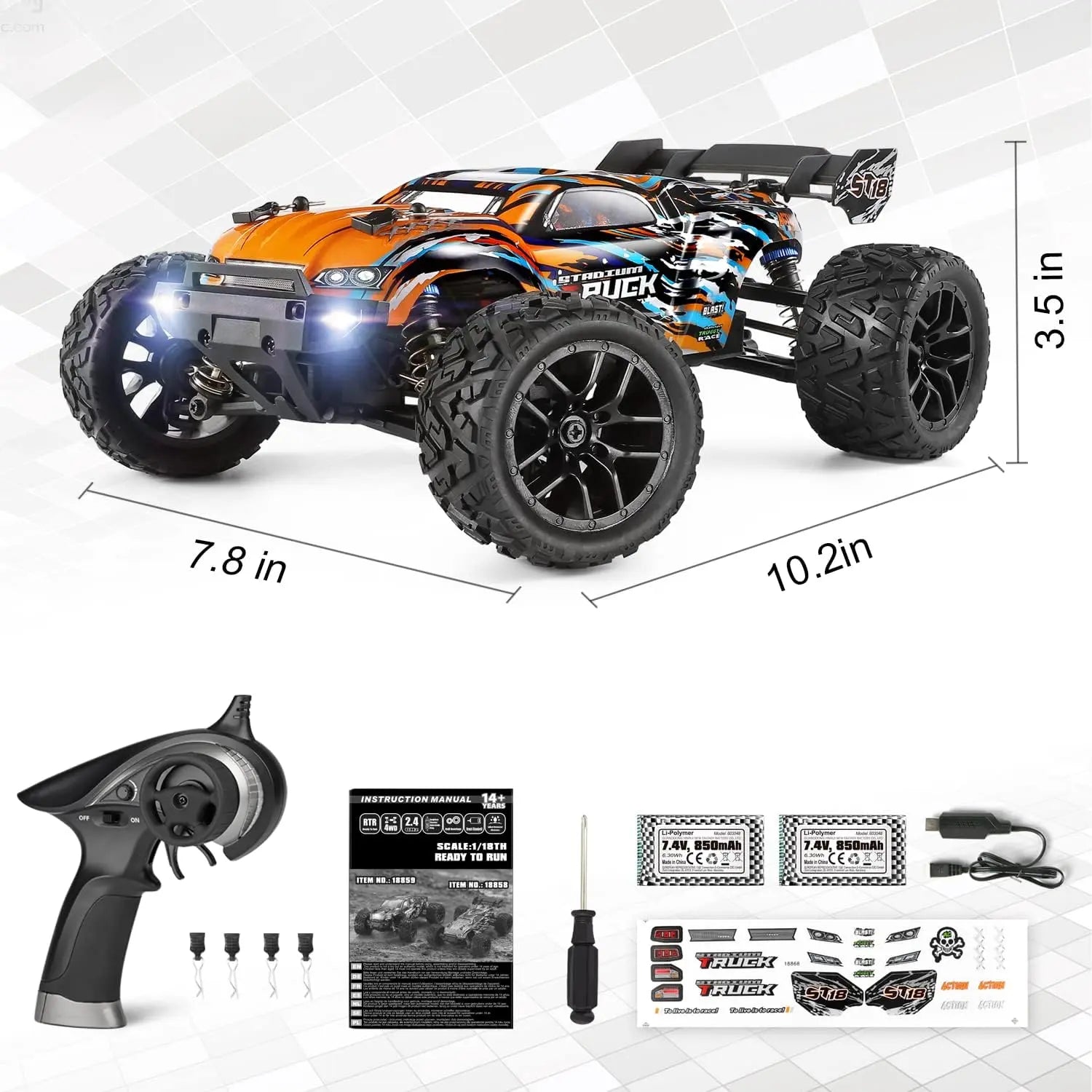 jouet pour enfant HAIBOXING Voiture Telecommandé 1/18 4WD 36KM/h RC Voiture Véhicule Tout-Terrain à Grande Vitesse 2,4 GHz Véhicule Buggy Voiture RTR Monster Truck de Bruder