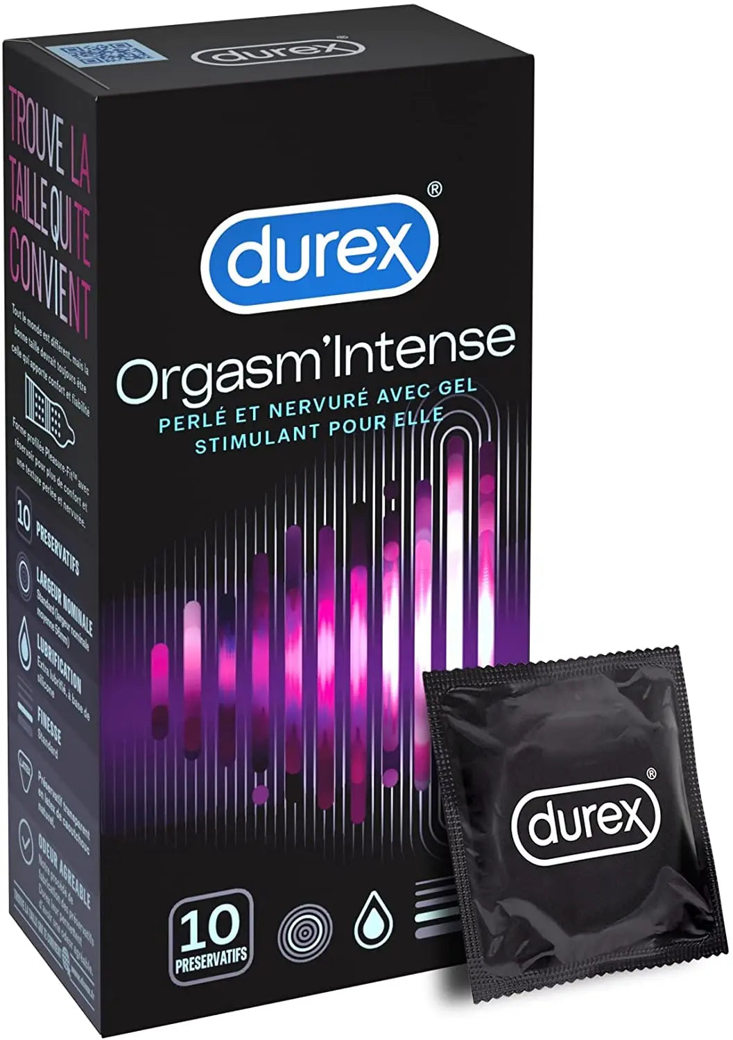 Durex - 10 Préservatifs Extra Lubrifiés Stimulants et Texturés - Avec Gel Desirex durex