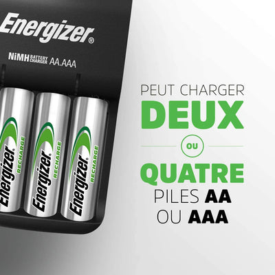 Energizer Chargeur Piles Rechargeables AA et AAA, Recharge Base (4 Piles AA incluses) Energizer