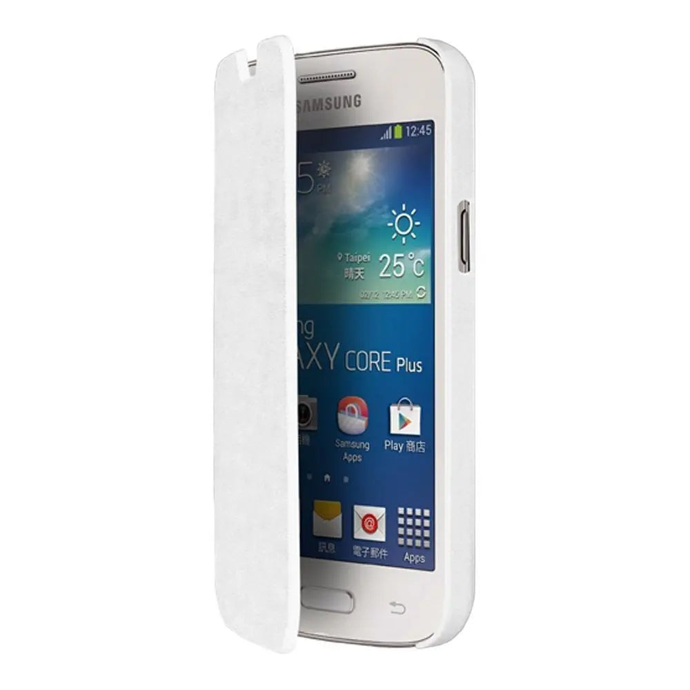 Etui Folio Blanc pour Samsung Galaxy Core Plus , Blueway big ben