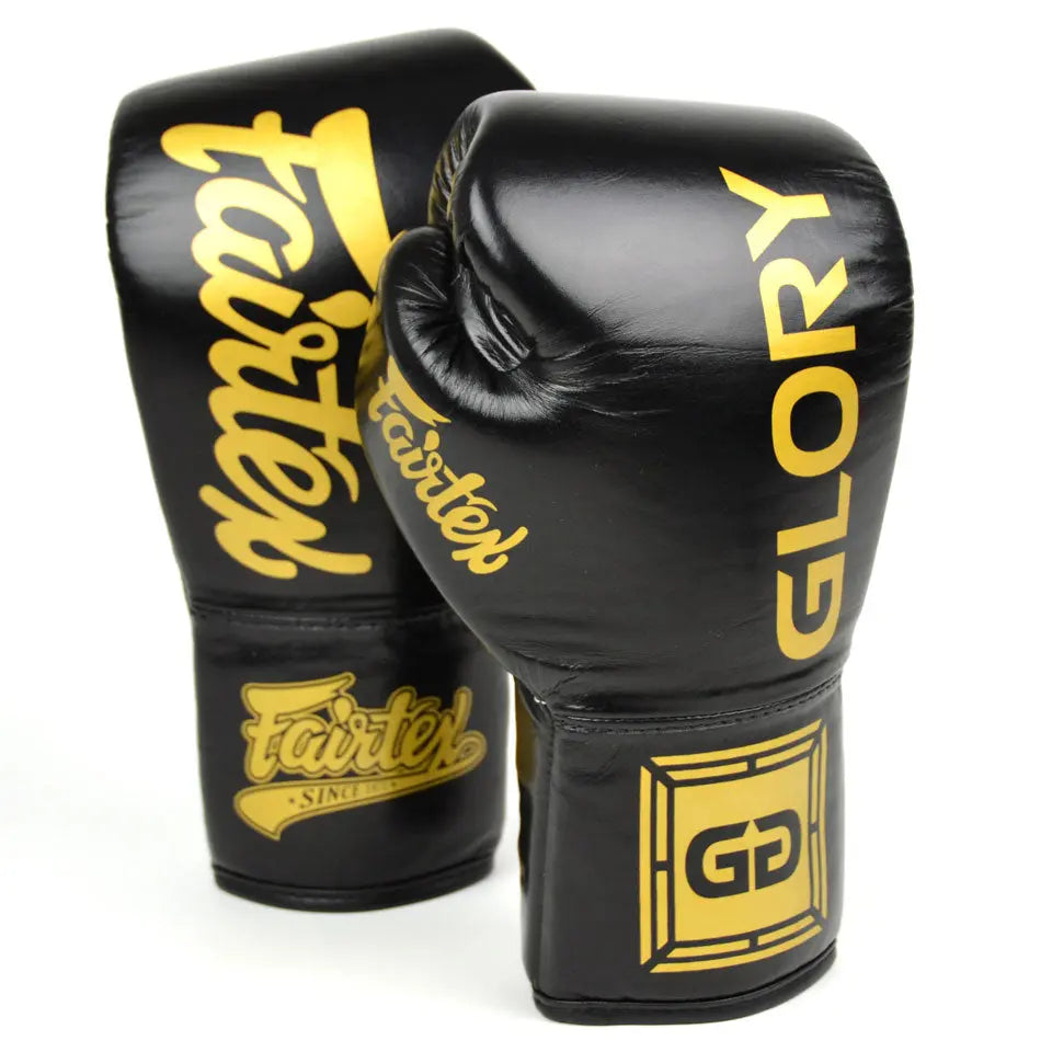 Fairtex X Glory Black Lace-up Boxing Gloves Tecin.fr