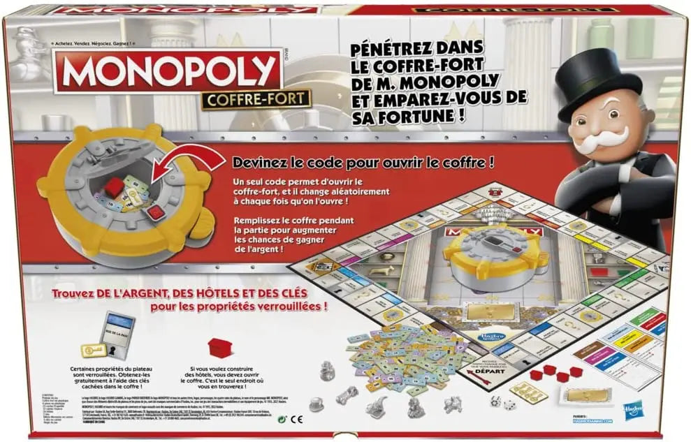 Hasbro Gaming Monopoly Coffre-Fort, Jeu de Plateau pour la Famille et Les  Enfants, 2 à 6 Joueurs, dès 8 An