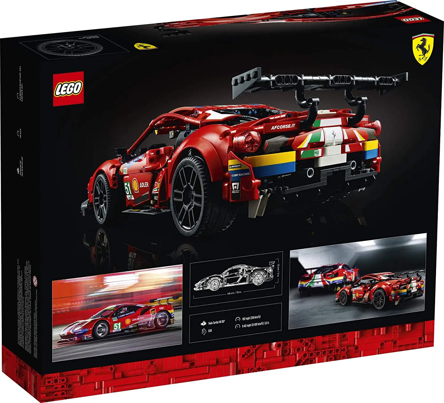 LEGO 42125 Technic Ferrari 488 GTE AF Corse #51 , Modèle authentique de la voiture de course dendurance à exposer lego