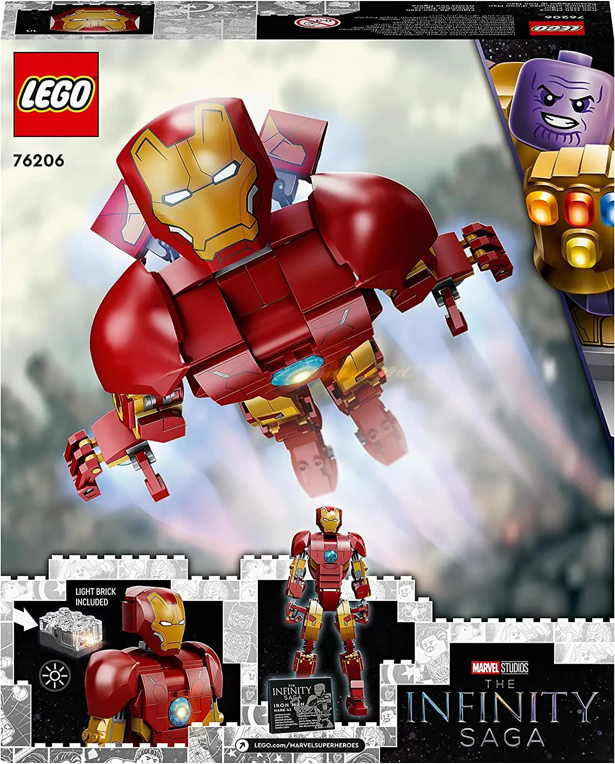 LEGO 76206 Marvel L’Armure Articulée d’Iron Man, Figurine Collectionner, Jouet  Avengers: Age of Ultron, Set Infinity Saga lego