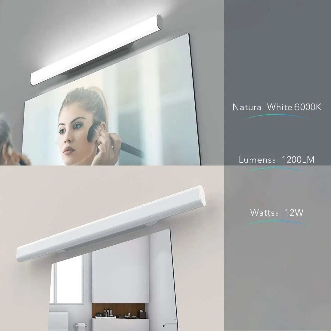 Temgin Lampe pour Miroir LED 15W 60CM Applique Salle de Bain avec EU Prise  4000K Lumiere Miroir IP44 Eclairage de Salle de Bain avec Interrupteur  Tactile : : Luminaires et Éclairage