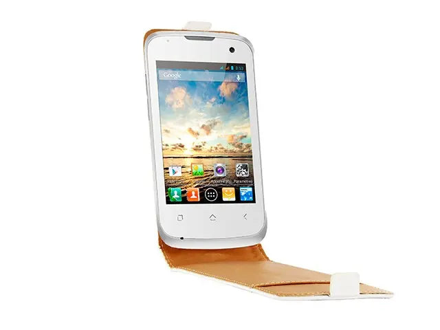 Swiss Charger Etui cuir blanc véritable pour Wiko Cink SCP100106W swiss charger