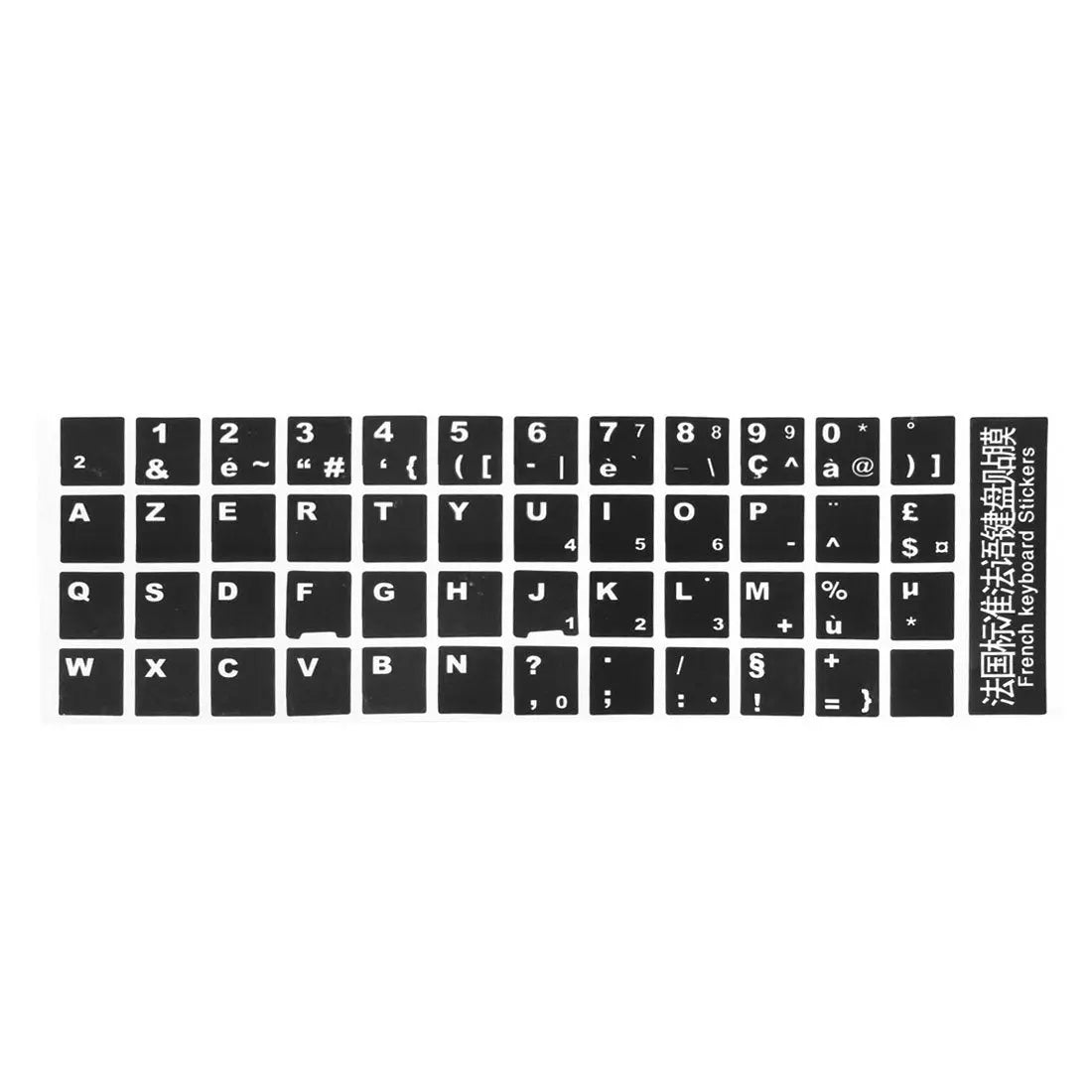 WOVELOT French Azerty Style White Letters Keyboard Stickers - Black BLUESTORK